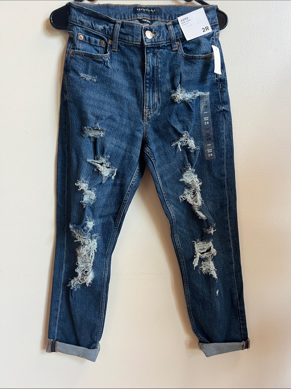 Aeropostale distressed mom jeans Dark Distressed Relaxed Jeans